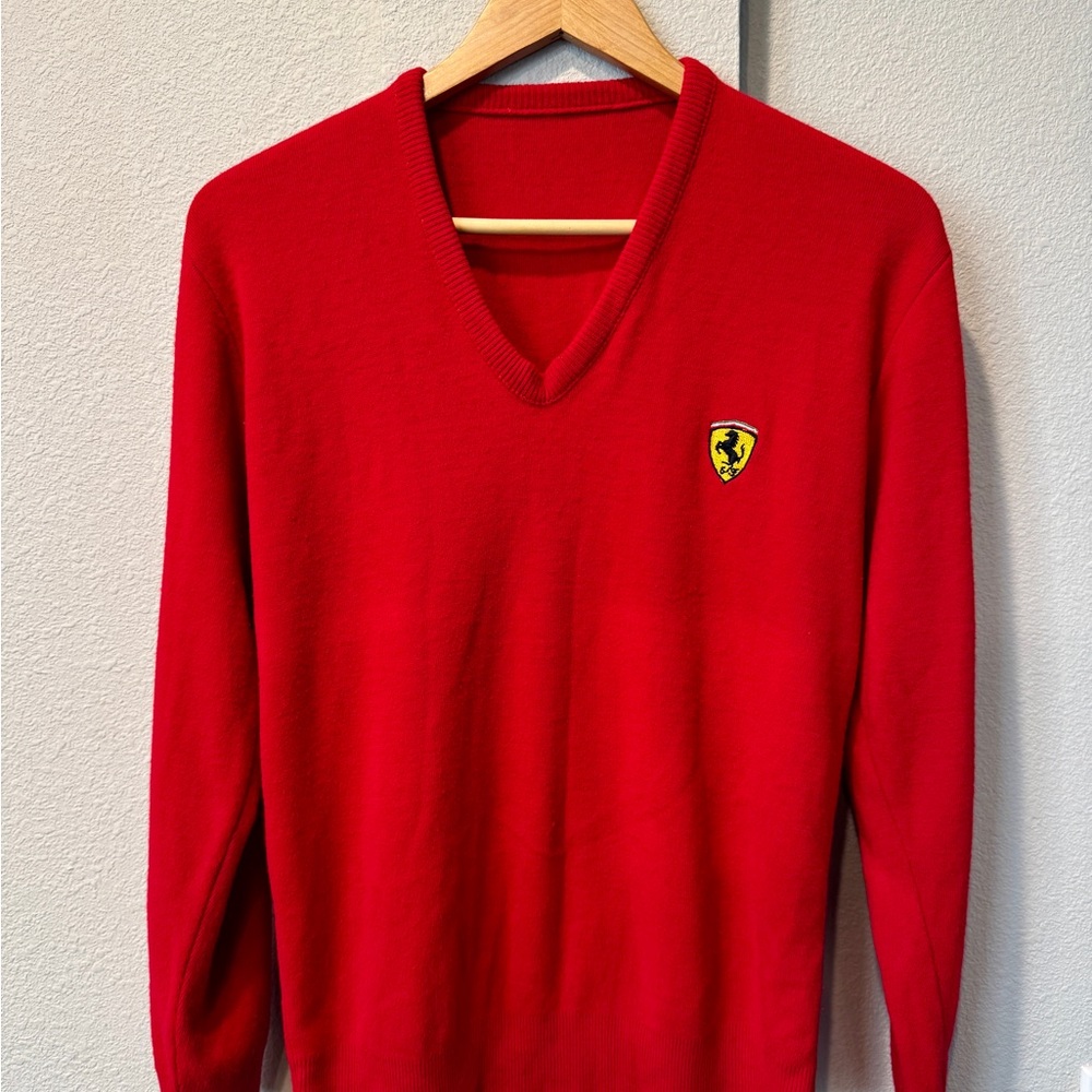 Ferrari V-Neck Sweater in Bold Red